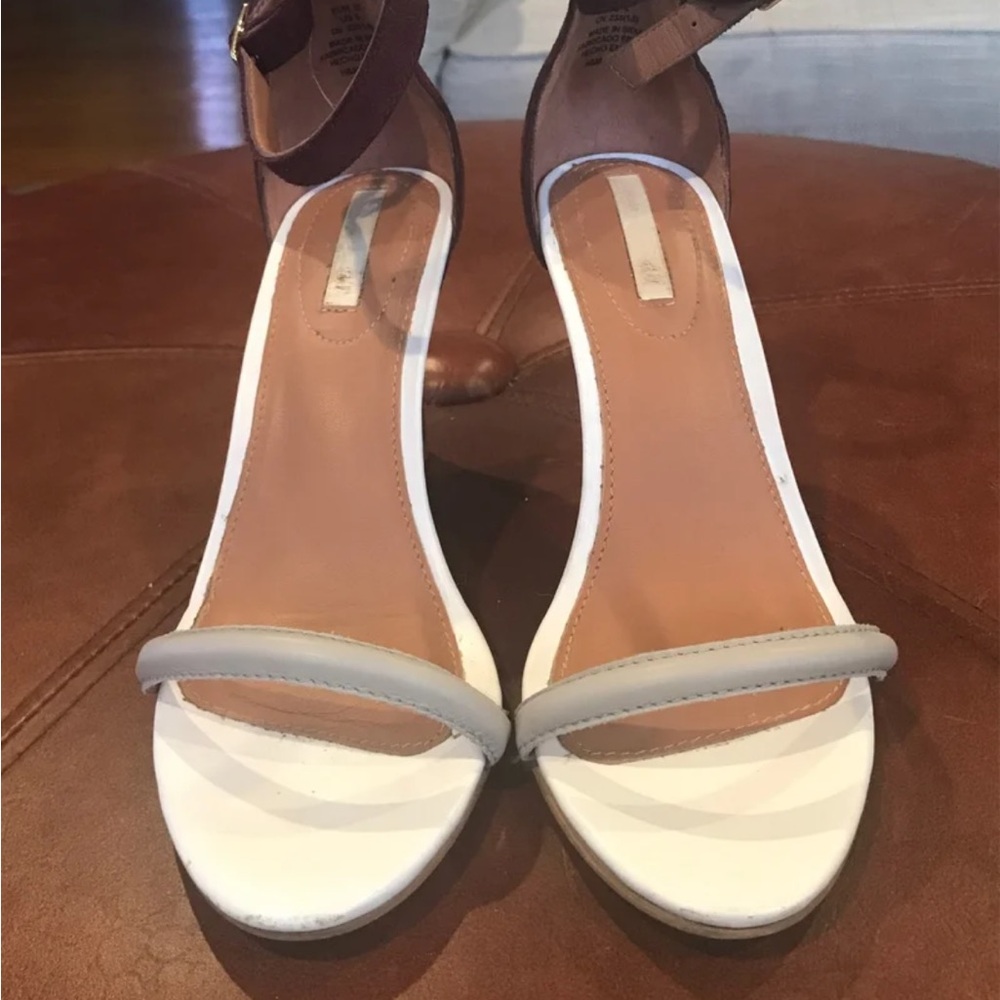 H&M ankle strap open toe sandals in burgundy & light gray